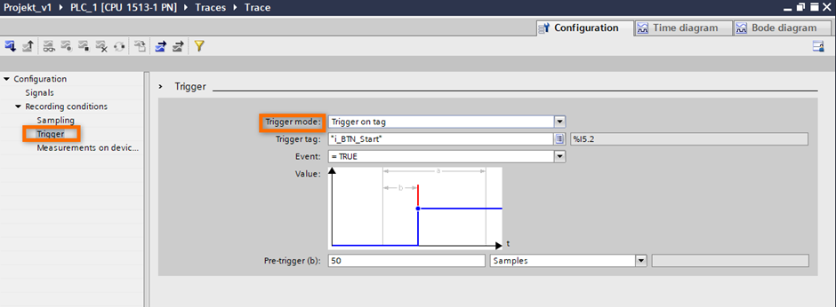 trigger események konfigurálása